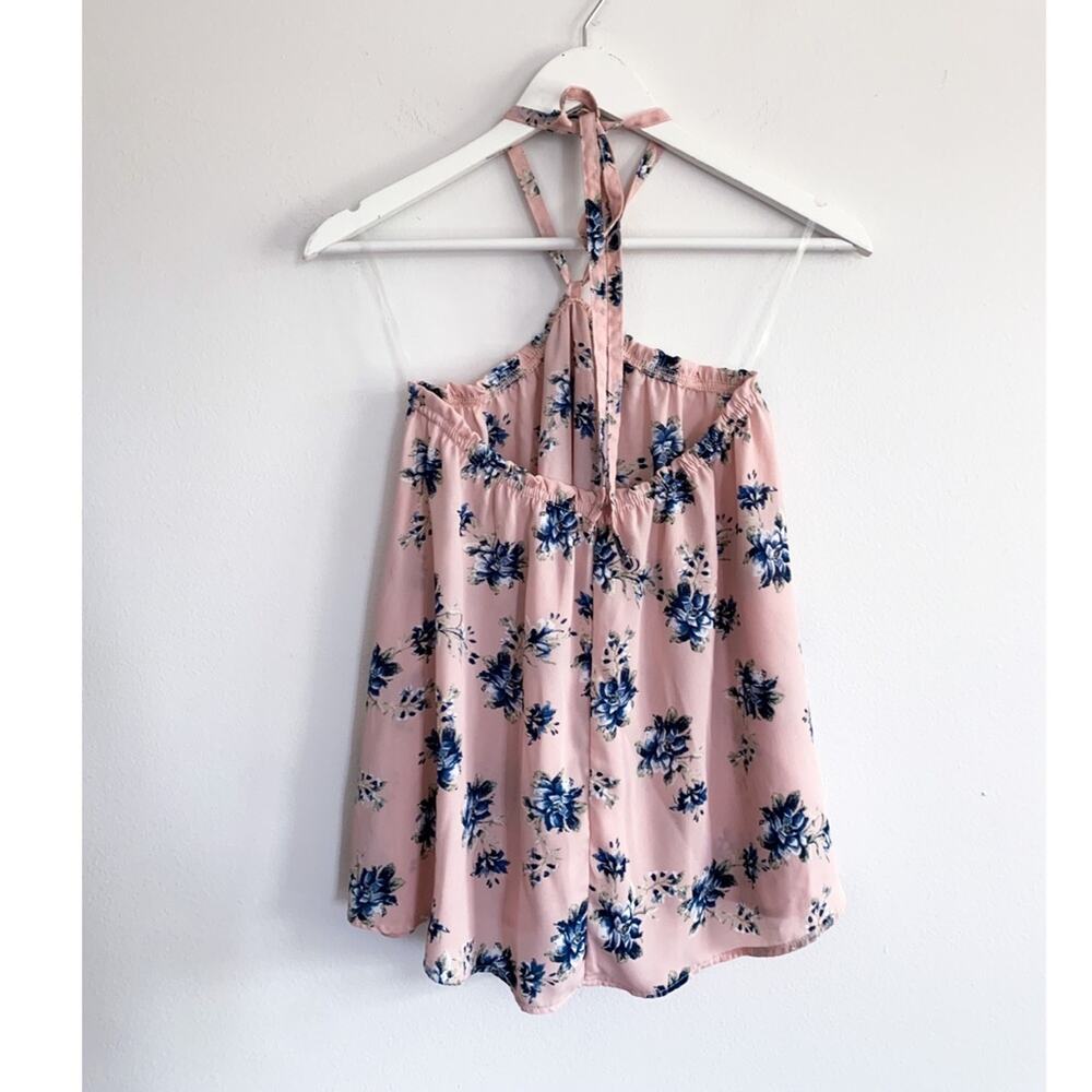 Pink Floral Halter Neck Tank Large New